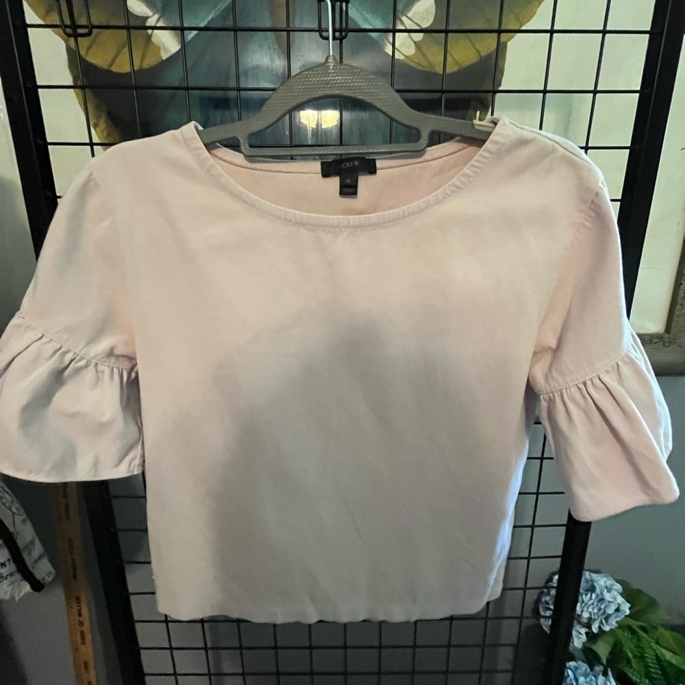 J. Crew Light Pink Blouse with Puff Sleeves
